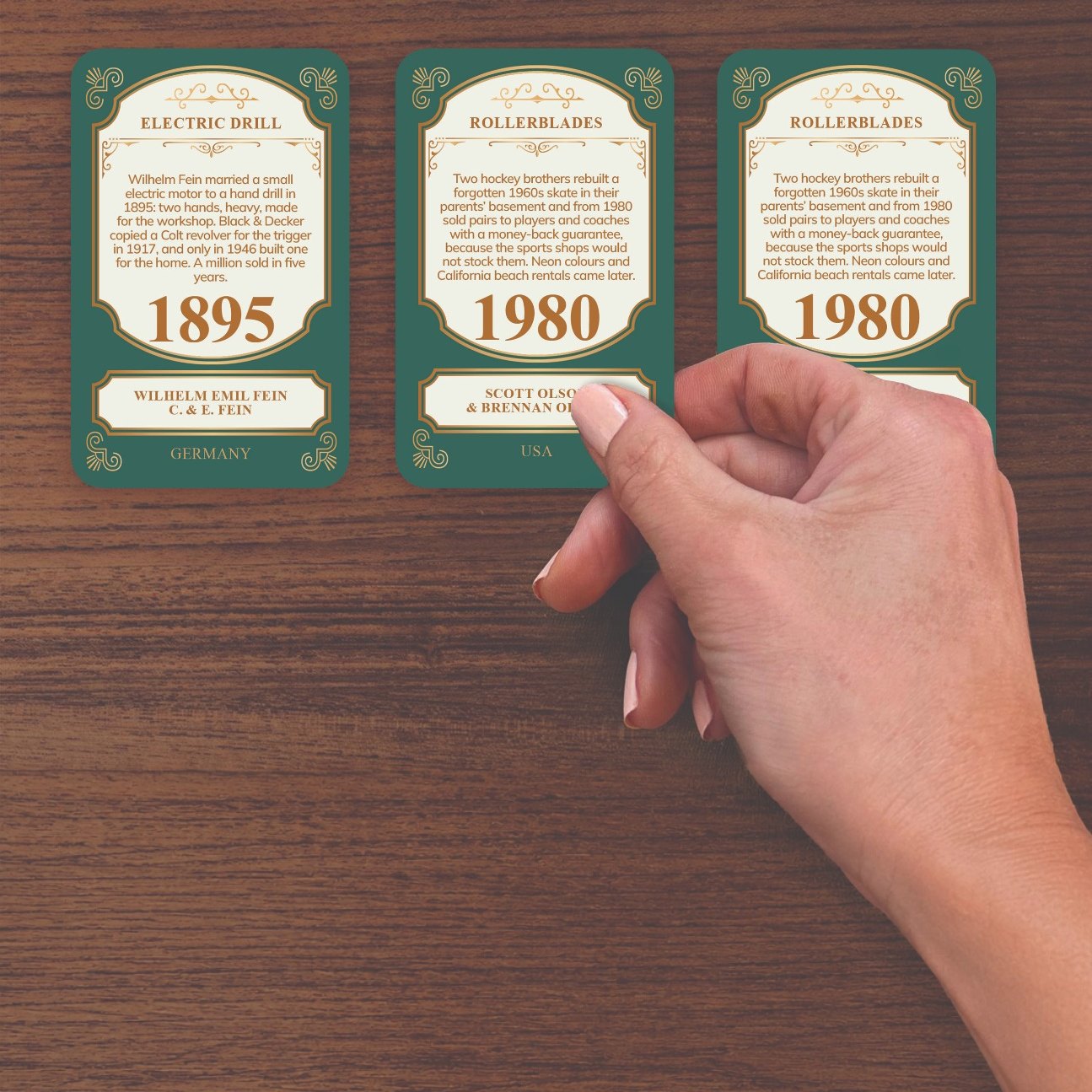 The cards turned over, showing the years 1895 and 1980 in large type